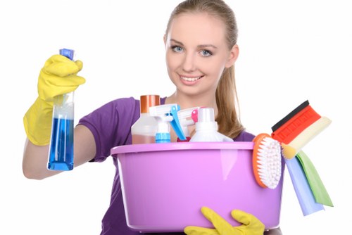 Professional carpet cleaning in progress with treatment tools